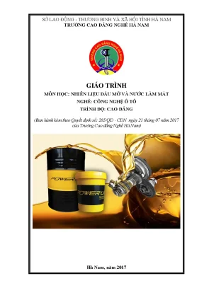 Giáo trình môn học nhiên liệu dầu mỡ và nƣớc làm mát nghề công nghệ ô tô