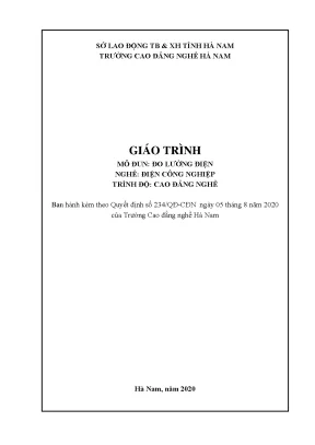 Giáo trình mô đun đo lường điện nghề điện công nghiệp trình độ cao đẳng nghề