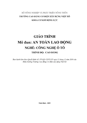Giáo trình an toàn lao động nghề công nghệ ô tô cao đẳng 2