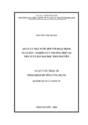 Luận văn thạc sĩ hay quản lý nhà nước đối với hoạt động xuất bản nghiên cứu trường hợp tại nhà xuất bản đại học thái nguyên