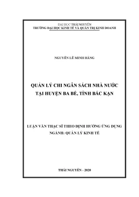 Luận văn thạc sĩ hay quản lý chi ngân sách nhà nước tại huyện ba bể tỉnh bắc kạn