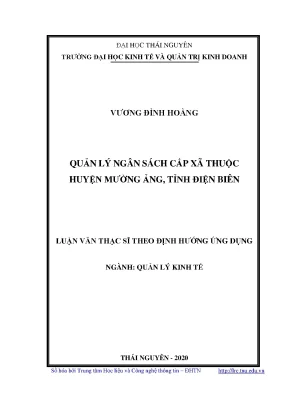Luận văn thạc sĩ hay quản lý ngân sách cấp xã thuộc huyện mường ảng tỉnh điện biên