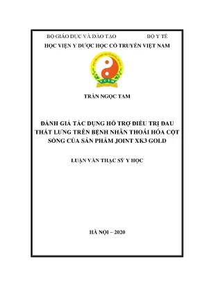 Luận văn thạc sĩ y học đánh giá tác dụng hỗ trợ điều trị đau thắt lưng trên bệnh nhân thoái hóa cột sống của sản phẩm joint xk3 gold