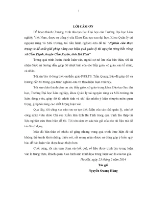 Luận văn thạc sĩ hay nghiên cứu thực trạng và đề xuất giải pháp nâng cao hiệu quả quản lý tài nguyên rừng bền vững xã cẩm thịnh huyện cẩm xuyên tỉnh hà tĩnh