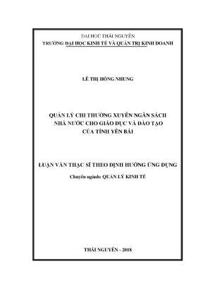 Luận văn thạc sĩ hay quản lý chi thường xuyên ngân sách nhà nước cho giáo dục và đào tạo của tỉnh yên bái