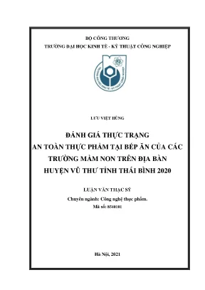 Luận văn thạc sĩ đánh giá thực trạng an toàn thực phẩm tại bếp ăn của các trường mầm non trên địa bàn huyện vũ thư tỉnh thái bình
