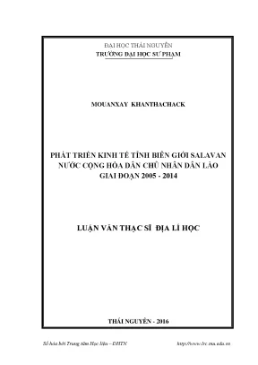 Luận văn thạc sĩ hay phát triển kinh tế tỉnh biên giới salavan cộng hòa dân chủ nhân dân lào giai đoạn 2005 2014