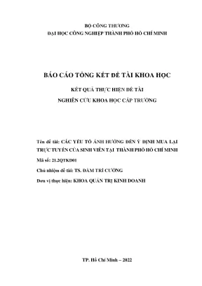 Các yếu tố ảnh hưởng đến ý định mua lại trực tuyến của sinh viên tại thành phố hồ chí minh