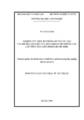 Luận văn thạc sĩ hay nghiên cứu một số thông số về cấu tạo và chế độ làm việc của máy khoan hố trồng cây lắp trên máy kéo shibaura sd 3100