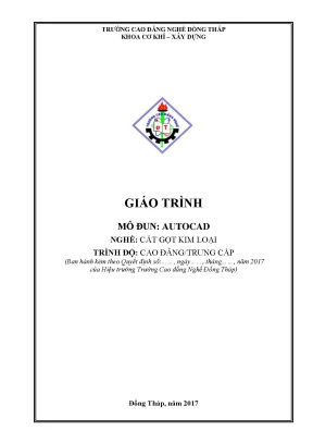 Giáo trình autocad nghề cắt gọt kim loại cđtc