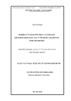 Luận văn thạc sĩ hay nghiên cứu bảo tồn thực vật họ dầu dipterocarpaceae tại vườn quốc gia bến en tỉnh thanh hóa