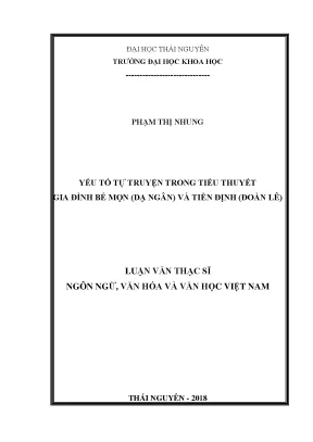 Luận văn thạc sĩ hay yếu tố tự truyện trong tiểu thuyết gia đình bé mọn dạ ngân và tiền đinh đoàn lê