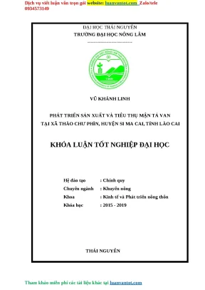 Luận văn phát triển sản xuất và tiêu thụ mận tả van tại xã thào chư phìn huyện si ma cai tỉnh lào cai