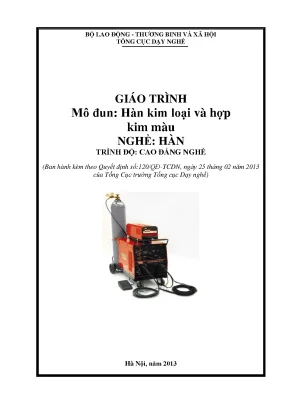 Giáo trình hàn kim loại và hợp kim màu nghề hàn cao đẳng
