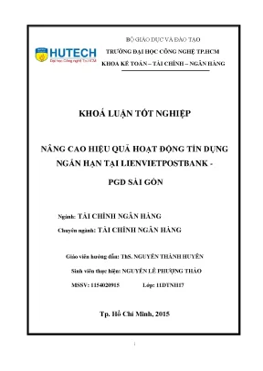 Luận văn thạc sĩ hay nâng cao hiệu quả hoạt động tín dụng ngắn hạn tại lienvietpostbank pgd sài gòn