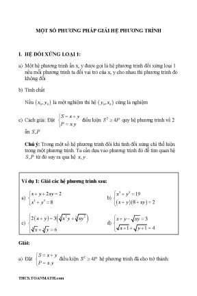 Phương pháp giải hệ phương trình thường gặp