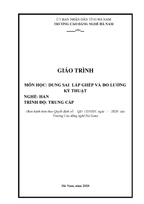 Giáo trình môn học dung sai lắp ghép và đo lường kỹ thuật nghề hàn trình độ trung cấp