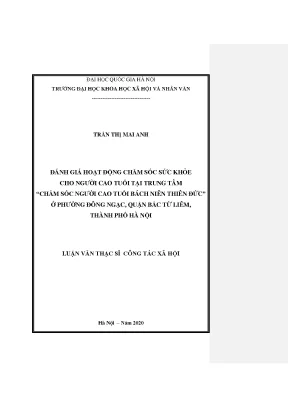 Luận văn thạc sĩ đánh giá hoạt động chăm sóc sức khỏe cho người cao tuổi tại trung tâm