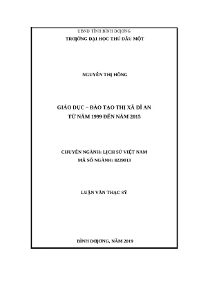 Luận văn thạc sỹ giáo dục đào tạo thị xã dĩ an từ năm 1999 đến năm 2015
