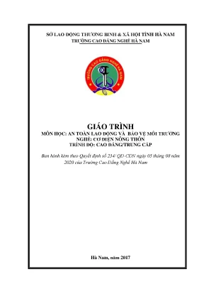 Giáo trình môn học an toàn lao động và bảo vệ môi trường