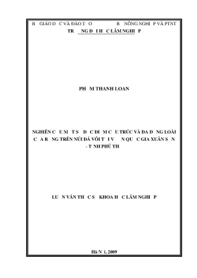 Luận văn thạc sĩ hay nghiên cứu một số đặc điểm cấu trúc và đa dạng loài của rừng trên núi đá vôi tại vườn quốc gia xuân sơn tỉnh phú thọ