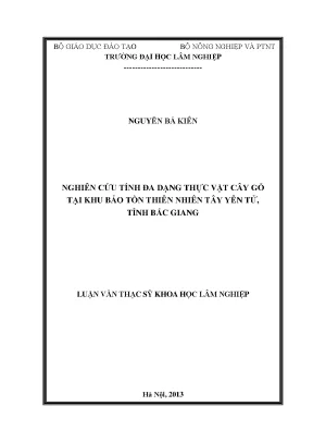 Luận văn thạc sĩ hay nghiên cứu tính đa dạng thực vật cây gỗ tại khu bảo tồn thiên nhiên tây yên tử tỉnh bắc giang