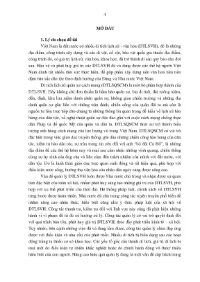 Luận án quản lý di tích lịch sử quân sự cách mạng qua trường hợp khu di tích chiến trường điện biên phủ tổng hành dinh trong khu trung tâm hoàng thành thăng long hà nội địa đạo củ chi