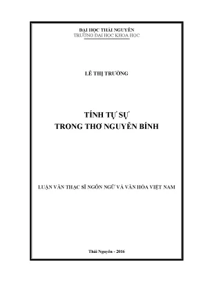 Luận văn thạc sĩ hay tính tự sự trong thơ nguyễn bính