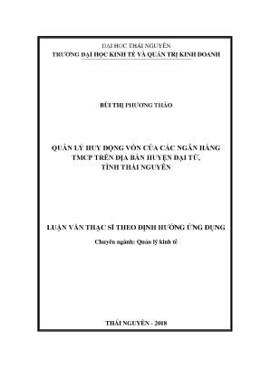 Luận văn thạc sĩ hay quản lý huy động vốn của các ngân hàng tmcp trên địa bàn huyện đại từ tỉnh thái nguyên