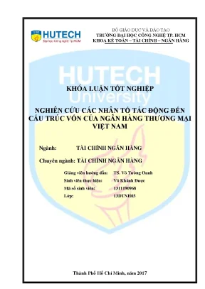 Luận văn thạc sĩ hay nghiên cứu các nhân tố tác động đến cấu trúc vốn của ngân hàng thương mại việt nam
