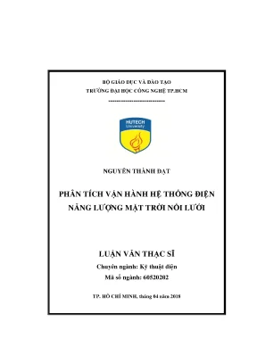 Luận văn thạc sĩ phân tích vận hành hệ thống điện năng lượng mặt trời nối lưới