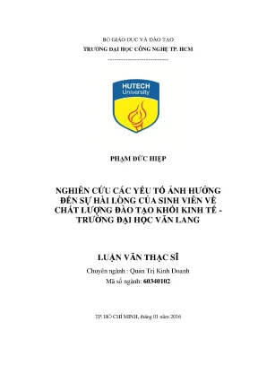 Luận văn thạc sĩ hay nghiên cứu các yếu tố ảnh hưởng đến sự hài lòng của sinh viên về chất lượng đào tạo khối kinh tế trường đhvl