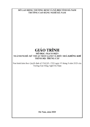 Giáo trình mô học mạch điện ngànhnghề kỹ thuật máy lạnh và điều hoà không khí
