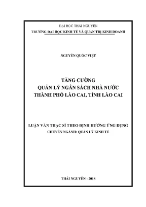 Luận văn thạc sĩ hay tăng cường quản lý ngân sách nhà nước thành phố lào cai tỉnh lào cai