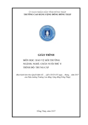 Giáo trình bảo vệ môi trường nghề chăn nuôi thú y trung cấp