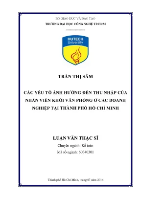 Luận văn thạc sĩ kế toán các yếu tố ảnh hưởng đến thu nhập của nhân viên khối văn phòng ở các doanh nghiệp tại thành phố hồ chí minh
