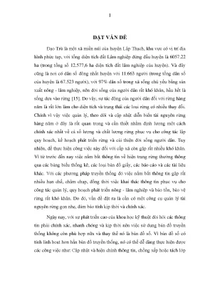 Luận văn thạc sĩ hay ứng dụng hệ thống thông tin địa lý gis trong đánh giá biến động diện tích rừng tại xã đạo trù huyện lập thạch tỉnh vĩnh phúc