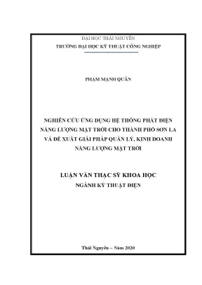 Luận văn thạc sĩ hay nghiên cứu ứng dụng hệ thống phát điện năng lượng mặt trời cho thành phố sơn la và đề xuất giải pháp quản lý kinh doanh năng lượng mặt trời