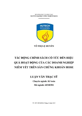 Luận văn thạc sĩ hay tác động chính sách cổ tức đến hiệu quả hoạt động của các doanh nghiệp niêm yết trên sàn chứng khoán hose