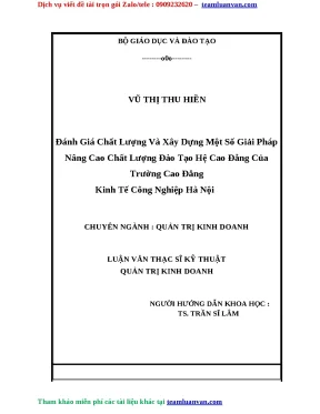Luận văn đánh giá chất lượng và xây dựng một số giải pháp nâng cao chất lượng đào tạo hệ cao đẳng của trường cao đẳng