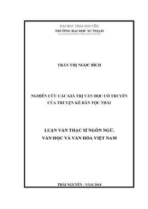 Luận văn thạc sĩ hay nghiên cứu các giá trị văn học cổ truyền của truyện kể dân tộc thái