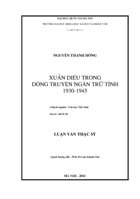 Luận văn thạc sĩ văn học xuân diệu trong dòng truyện ngắn trữ tình 1930 1945