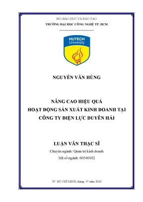 Luận văn thạc sĩ hay nâng cao hiệu quả hoạt động sản xuất kinh doanh tại công ty điện lực duyên hải