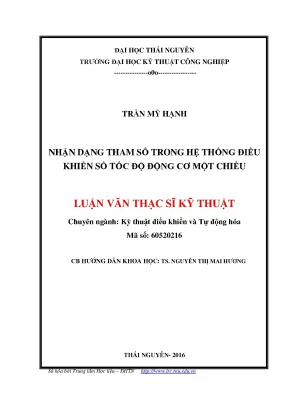 Luận văn thạc sĩ hay nhận dạng tham số trong hệ thống điều khiển số tốc độ động cơ một chiều