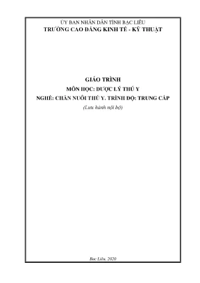 Giáo trình dược lý thú y nghề chăn nuôi thú y trình độ trung cấp trường cđ kinh tế kỹ thuật bạc liêu