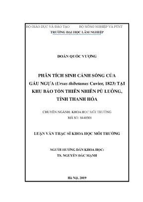 Luận văn thạc sĩ hay phân tích sinh cảnh sống của gấu ngựa ursus thibetanus cuvier 1823 tại khu bảo tồn thiên nhiên pù luông tỉnh thanh hóa