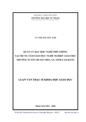 Luận văn thạc sĩ hay quản lý dạy học nghề phổ thông tại trung tâm giáo dục nghề nghiệp giáo dục thường xuyên huyện hòa an tỉnh cao bằng