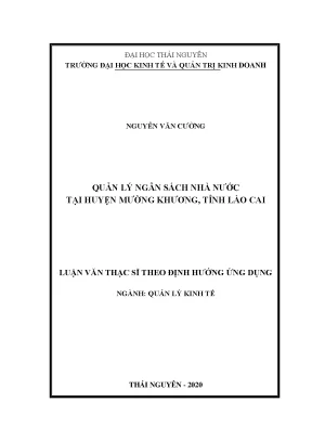 Luận văn thạc sĩ hay quản lý ngân sách nhà nước tại huyện mường khương tỉnh lào cai