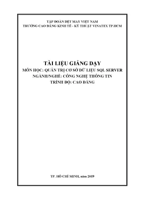Tài liệu giảng dạy quản trị cơ sở dữ liệu sql server ngànhnghề công nghệ thông tin trình độ cao đẳng