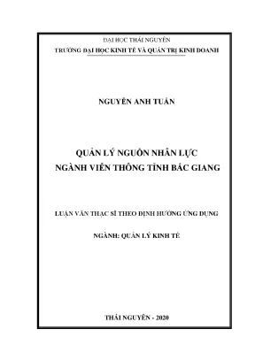 Luận văn thạc sĩ hay quản lý nguồn nhân lực ngành viễn thông tỉnh bắc giang